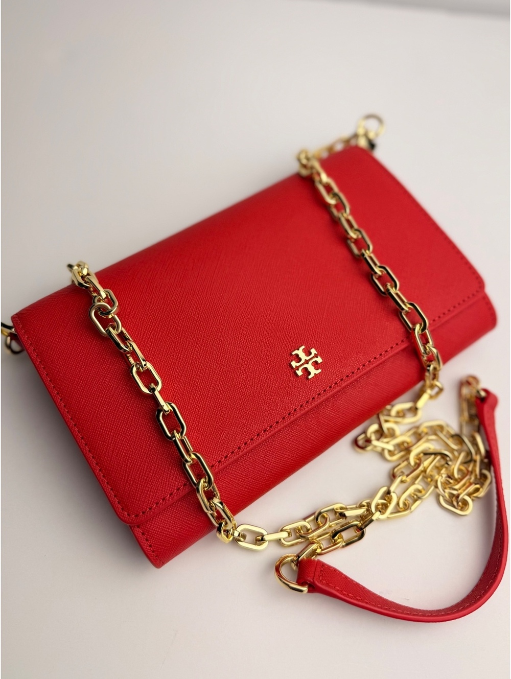 Tory Burch Emerson Chain Wallet Crossbody Poppy Orange / Discontinued